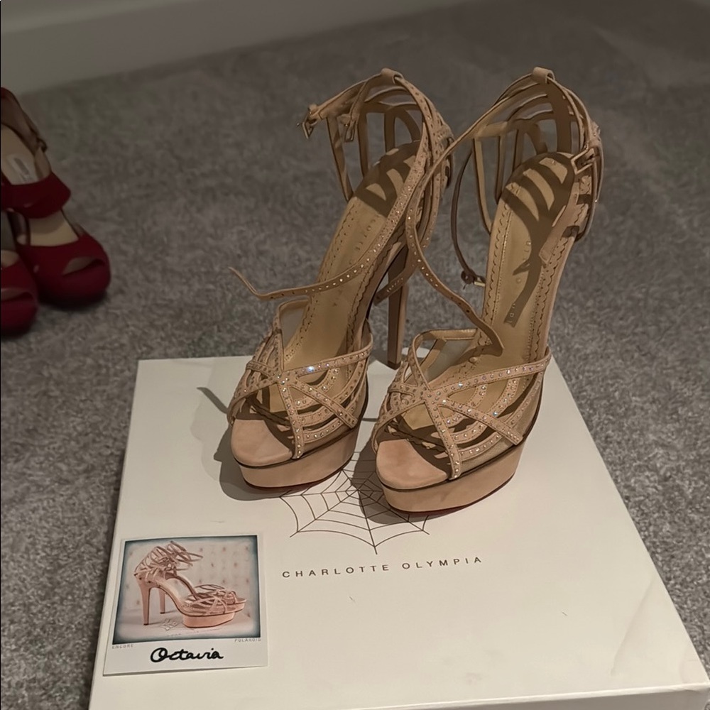 Charlotte Olympia Nude Strappy Heels